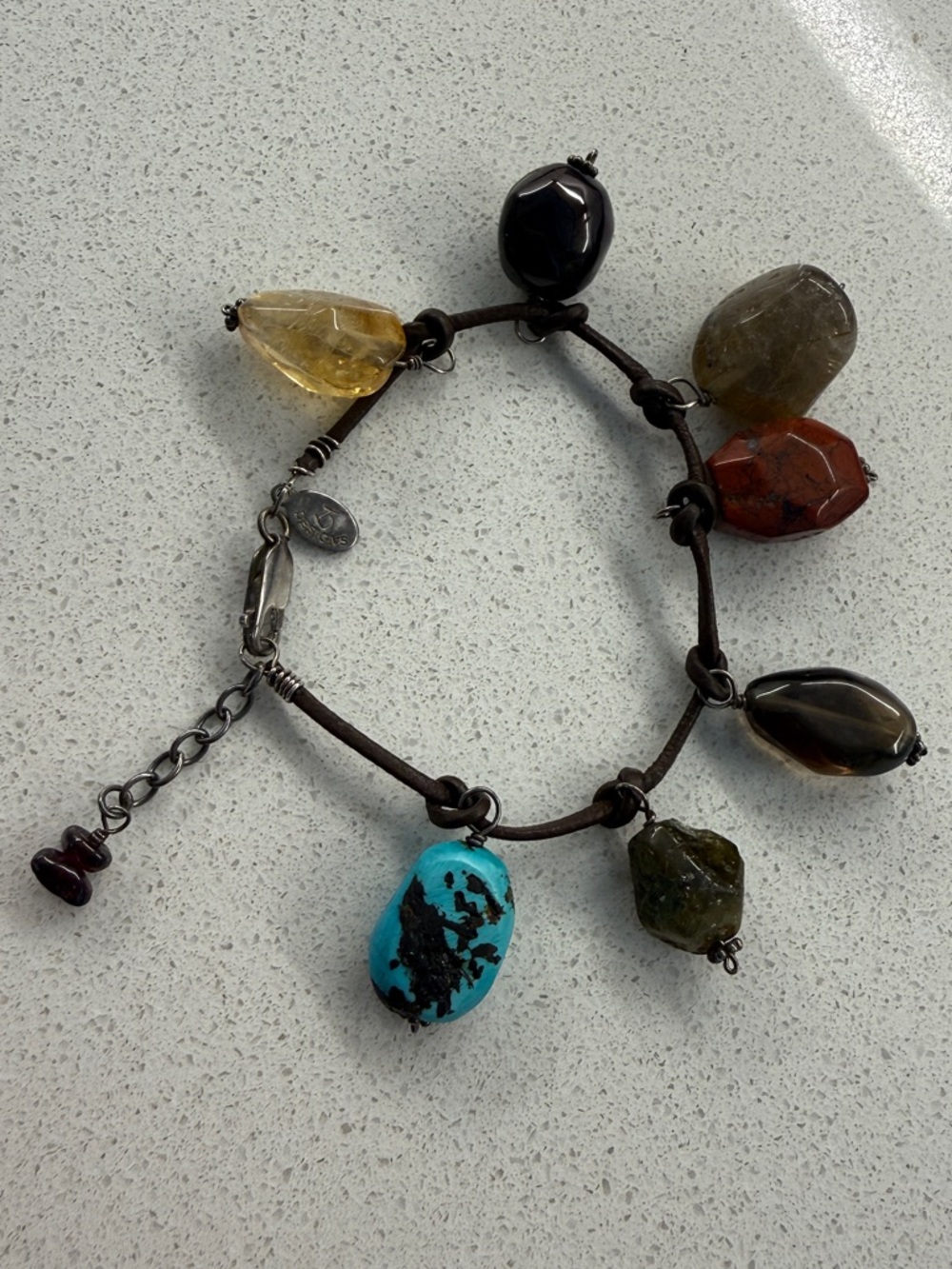 Turquoise & Gemstone Bracelet with Sterling Silver Clasp